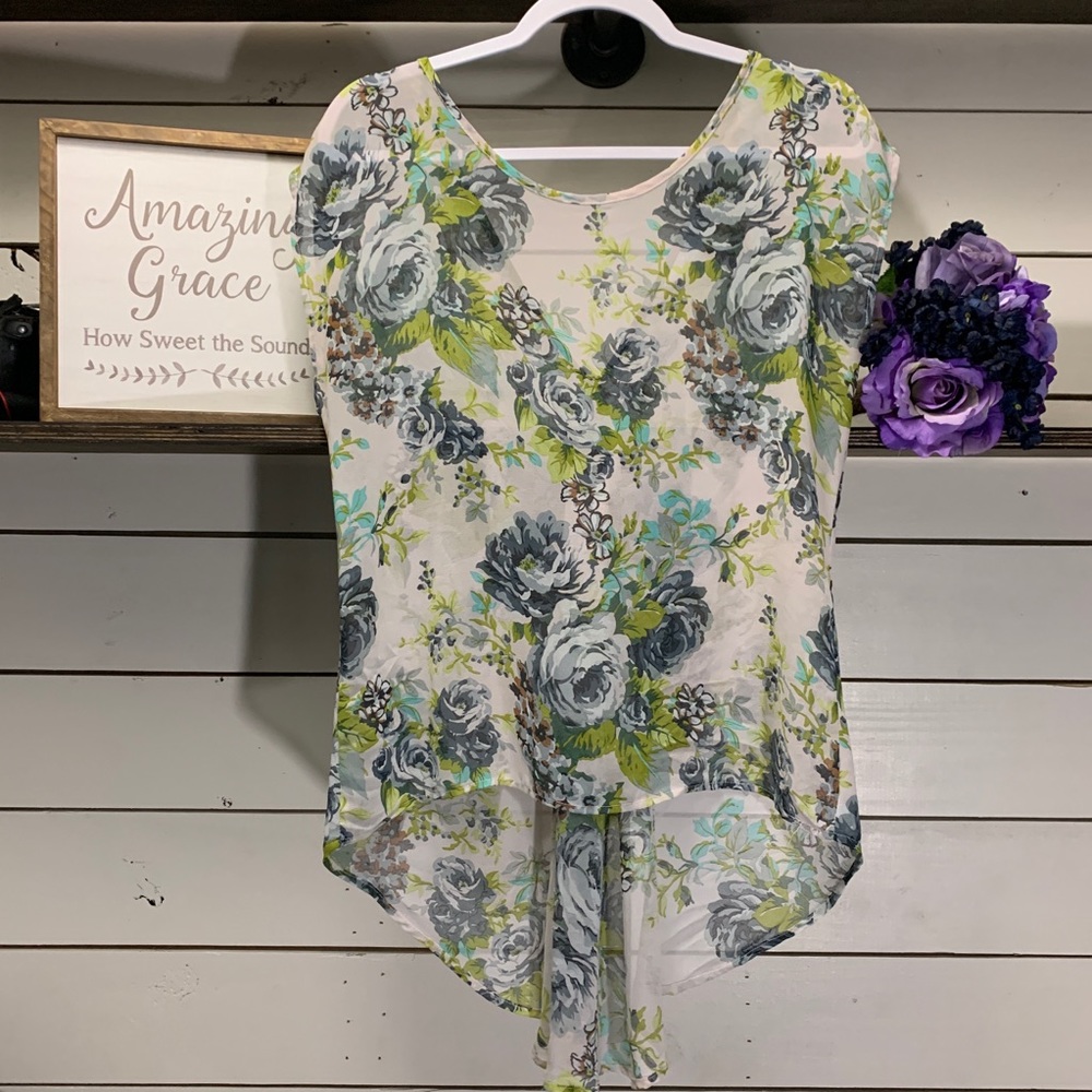 Floral High-Low Blouse